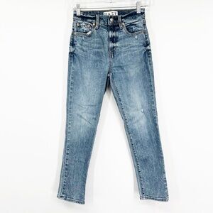 Daze Medium Wash High Rise Deep Dive Slim Straight Jeans